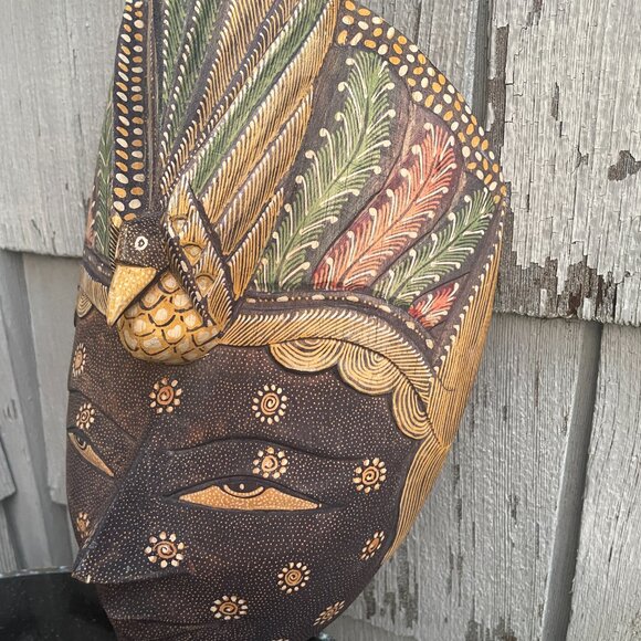 Batik Topeng Wood Hand Carved Mask Indonesian - Picture 4 of 7